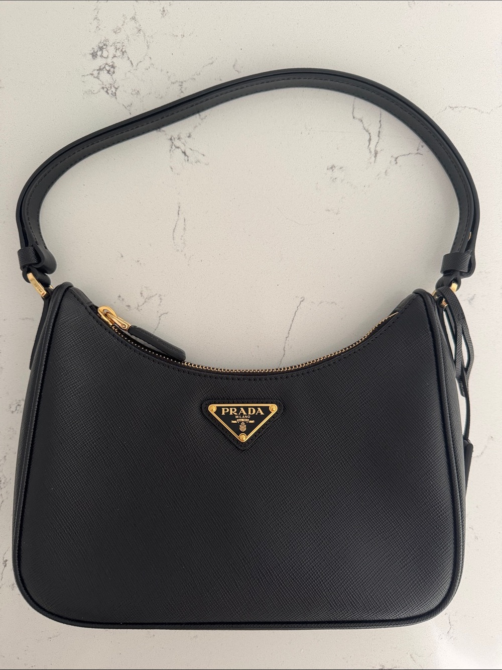 Prada Black Saffiano Leather Mini-Bag with Gold Hardware